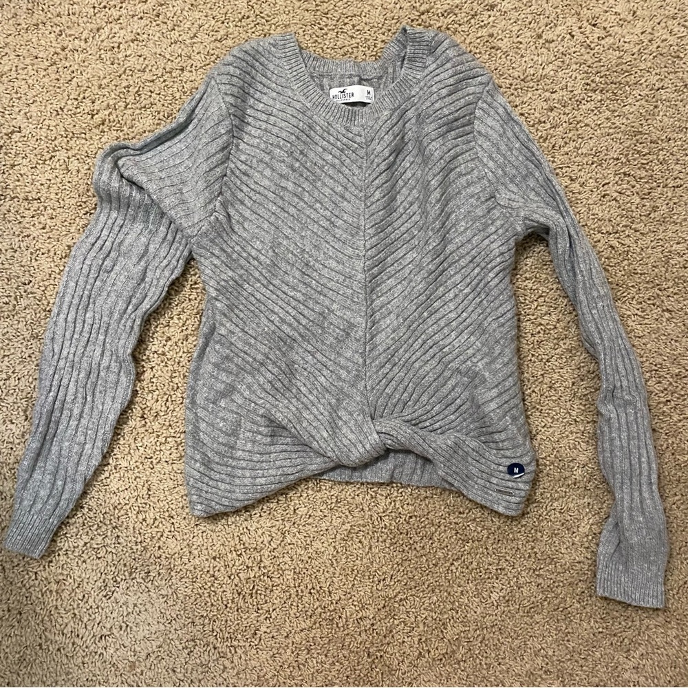 Hollister grey sweater with knot twist detail